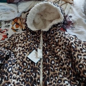 Justice faux fur leopard print reversible jacket